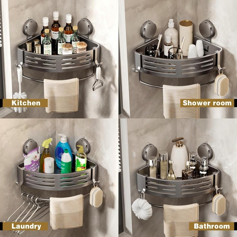 VOLPONE Shower Caddy Corner Suction Cup Shower Shelf Corner No Drilling Bathroom Shower Organizer Storage Rack Adhesive (1-Pack, gray) - Image 5